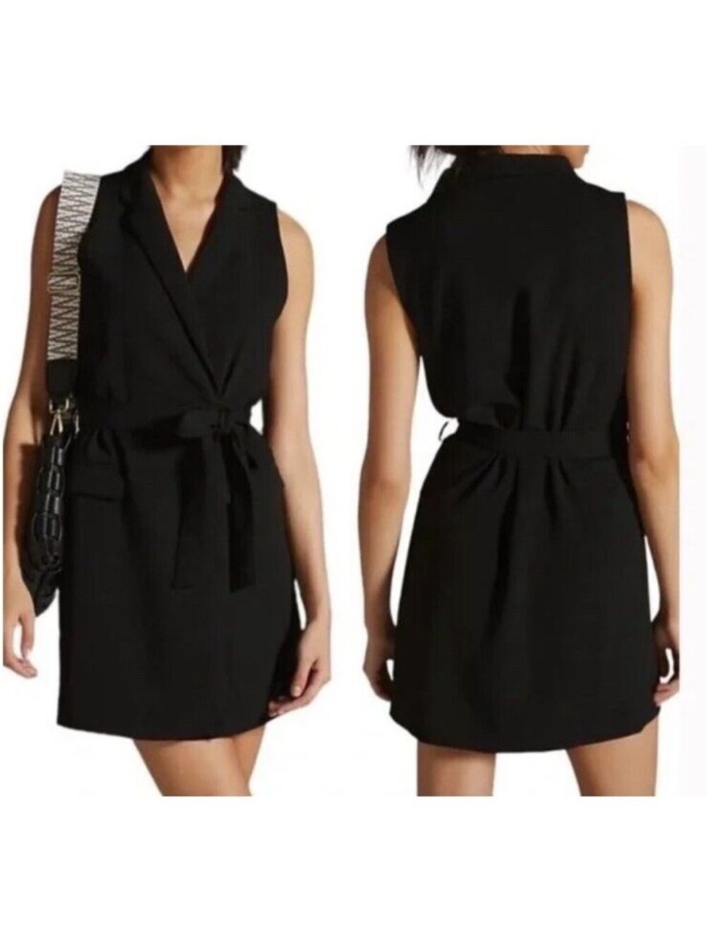 Anthropologie XL black mini Vest V-neck Sleeveless dress